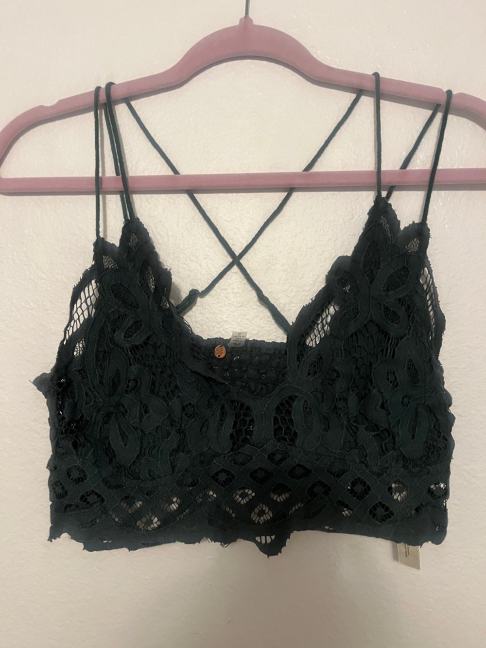 Free people Lace Bralette Crop Top - dark green